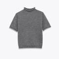 Dettaglio top in maglia grigio scuro con collo alto e bordi arrotolati morbidi - S / Grigio