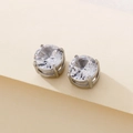 Orecchini magnetici argento con zirconi tondi trasparenti con castone a griffe - 1 Pezzo / Argento Strass Bianco