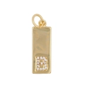 Ciondolo rettangolare minimalista in oro con lettera B e intarsio in zirconia cubica - Lettera B