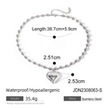 Collar de bolas de acero inoxidable plateado con colgante de corazón y medidas detalladas - Collar de Cadena de Bolas de Acero Inoxidable Plateado (JDN2308063-S)