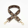 Adjustable bohemian geometric patterned bag strap in black, brown and beige with gold hooks - Brown Navy Blue Floral