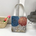 Ethnic style floral embroidery tote bag with blue flowers and pink accents - Style 8-Red Blue Flowers