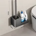 Ensemble de brosse de toilette gris fusil [avec support de rangement] / Aluminium Spatial