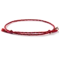 Adjustable handwoven friendship bracelet in red, pink and brown cords with copper beads - Red Rose Dark Brown