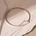 Minimalist gold-tone metal cuff bracelet featuring a unique wavy open-end design - 67# Fluid Geometric Wave Choker/Bracelet / Silver