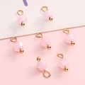 Pink faceted crystal glass beads with gold metal loops for DIY jewelry making - Pink Bicone Bead