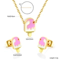 Detail view of pink ice cream necklace and earrings set with dimension annotations - SE26450MG-Gold Ice Cream Set
