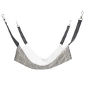 Detail of hanging cat hammock with grey plaid fabric, soft plush lining and metal clips - S / Grey Grid Thick Style