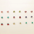 Set of colorful cartoon alloy stud earrings featuring butterfly heart and ladybug designs - 20 Pairs Set Bee Turtle Ladybug
