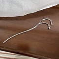 Silver lily of the valley tassel hair pin with elegant metallic flower pendants - Twin Flowers