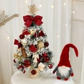 Mini tabletop Christmas tree with lights, ornaments, and a red gnome plush doll set - 60cm Red Berry Tree (With Snow) With Santa Gnome & Light