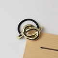 Minimalist gold knot metal hair tie with high-elastic black band and polished finish - 9# Knotted Gold