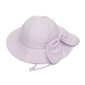 Detail of light purple sun hat featuring large decorative bow and adjustable chin strap - 50-52CM / Light Purple