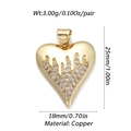 Detailed dimensions of 18K gold plated copper heart pendant with melting design and zircon - Dbn149-05 / 18K Gold