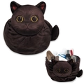 Cute black cat drawstring storage bag made of soft plush velvet material - Black Cat