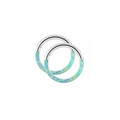 Silver G23 titanium hinged ring with blue-green opal inlay for nose or ear piercing - OP11 Blue Green Opal