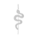Primer plano detallado de un ear cuff de serpiente plateada con texturas de escamas finas - Plateado