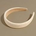 Detail of straw woven headband featuring beige texture and soft velvet inner lining - Khaki