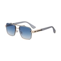 Mens rimless square sunglasses with gold metal frame and blue gradient lenses - Gold A Blue