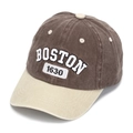Detailed embroidery of BOSTON 1630 on a vintage two-tone cotton baseball cap - 52-56CM (2-6 Years) / Brown & Beige (A)