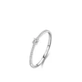 S925 Sterlingsilber Ring mit quadratischem Hauptstein und Pavé-Fassung für Damen - US-Größe 5 / Silber
