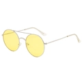 Lunettes de soleil rondes rétro en métal avec verres jaunes et monture argentée - Monture Argent Verres Jaunes