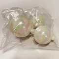 Set of three iridescent white pearl balls cake toppers with pink and green luster - Iridescent White Ball Set (Mixed)