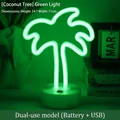 Green LED neon coconut tree light with round base for festive room decoration - Coconut Tree Green Light