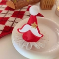 Mini pince à cheveux bonnet de Noël en velours rouge avec étoiles dorées et tulle blanc - 7# Bonnet à Barbe en Dentelle