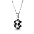Collier avec pendentif ballon de football noir et blanc et chaîne argentée - Pendentif Football Noir et Blanc 14mm (Sans Chaîne) (KP100639)