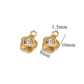 Golden flower charm with clear zircon stone, 10x8mm pendant for DIY jewelry making - Gold - Flower