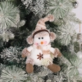Christmas plush snowman hanging ornament with striped knit hat and scarf on tree - Snowman