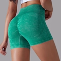 Short de yoga sans couture vert foncé à taille haute avec effet push-up fessier - S / Vert Paon