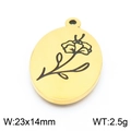 Pendentif ovale doré en acier inoxydable avec gravure de fleur 23x14mm pour bijoux DIY - Style Floral (KLJ8078-Z)