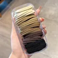 Elastic hair ties in Earth tone colors set including beige and brown in a clear box - Striped / 10 Pcs/Set / Coffee Series