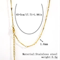 18K gold plated stainless steel bamboo chain necklace with 1.6mm segment width - 1.6mm Textured Bar Chain - Gold
