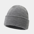 Classic grey ribbed knit beanie with a stylish rolled cuff and warm rounded top design - One Size / Dark Heather Grey