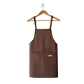 Waterproof dark coffee canvas apron with double shoulder straps and large utility pockets - Coffee (Thickened Shoulder Strap)