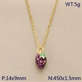 Pastoral style necklace with purple strawberry pendant on gold chain for women - Long Purple Strawberry Style (KN292096-Z)