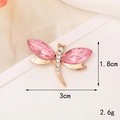 Golden dragonfly charm with pink crystal wings and white rhinestones, size 3cm x 1.8cm - Gold/Pink Dragonfly