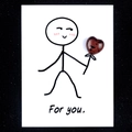 For You card with creative 15mm heart-shaped red agate crystal stone on white paper - Mahogany Obsidian