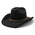 Klassieke zwarte vilten western cowboyhoed met strass band en cattleman kroon - M (56-58cm) / Zwart