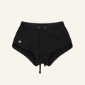 SMFK black low-waist running shorts with drawstring waist and white star logo - S / Wild Black