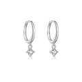 Eleganti orecchini a cerchio in argento S925 con ciondoli tondi in zircone lucido - Platino Zircone Bianco