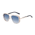 Steampunk sunglasses with gold metal frame, blue gradient lenses and side mesh shields - C8 Glossy Black Gold Frame Blue Lens