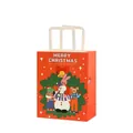 Red Christmas paper gift bag with snowman and tree prints, size 270x210x110mm - Christmas Play-Red