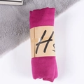 Magenta pleated cotton linen scarf rolled with a minimalist kraft paper wrap label - Rose Red / One Size