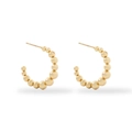 Polished 18K gold stainless steel C-shaped hoop earrings with graduated beaded design - C-shaped Beaded Semicircle Style (MS-035/Gold)