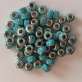 Pile of sparkling blue rhinestone clay beads for DIY jewelry with large holes - Lake Blue