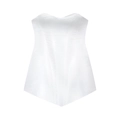 White strapless corset top featuring a boned structural design in a minimalist style - S / White